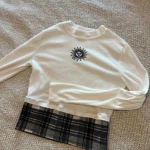 Sun Embroidered Long Sleeve Cream Shirt